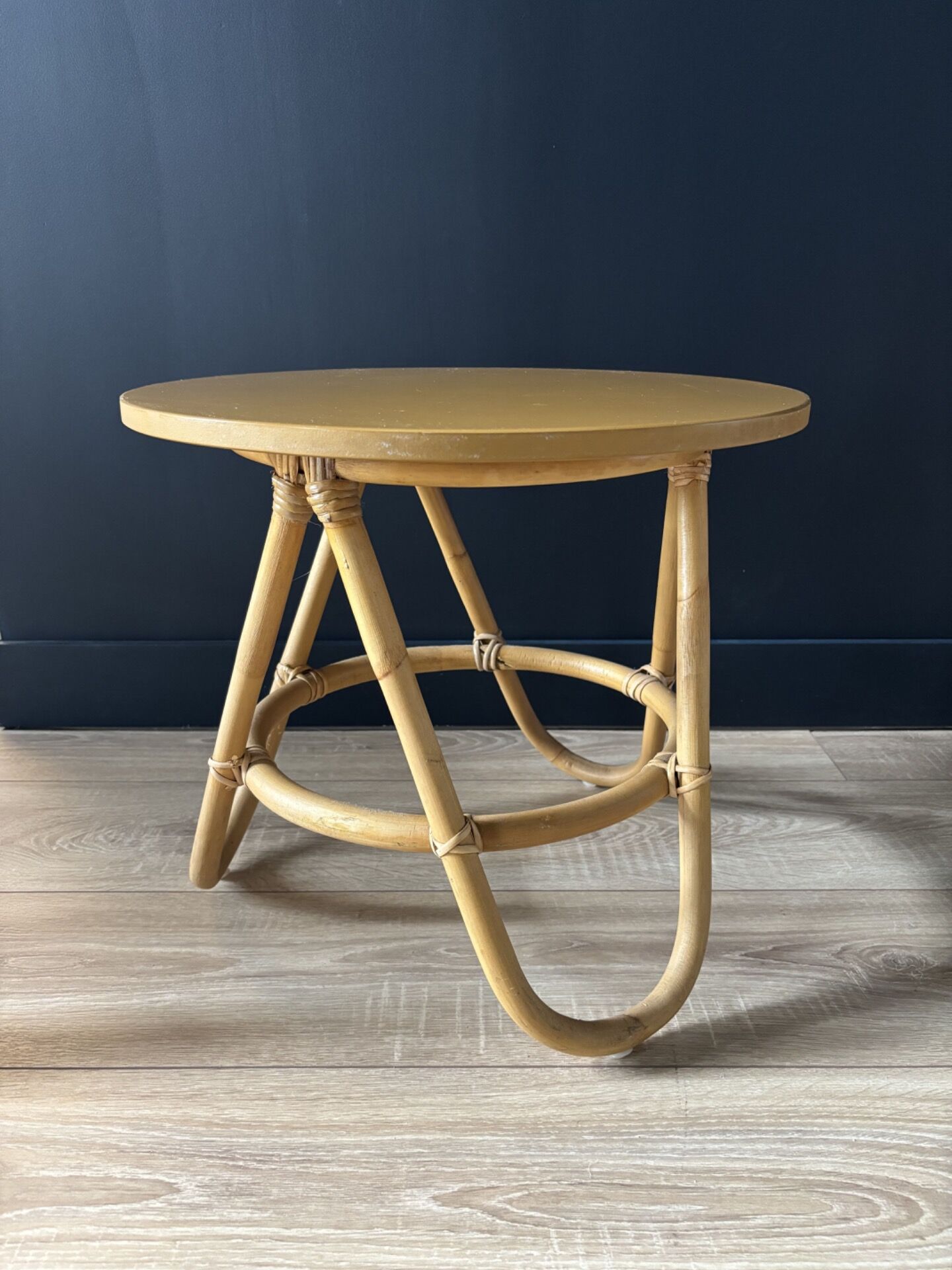 Colonial-style rattan side table