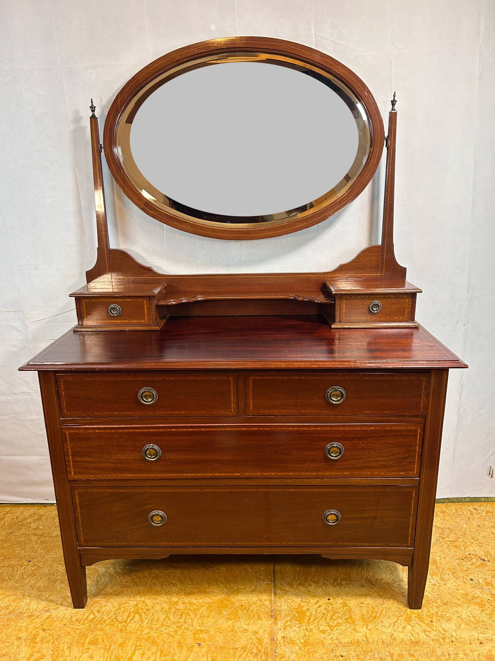 Edwardian Brocante Vintage Mahogany Dressing Table with Inlay 1900-1910