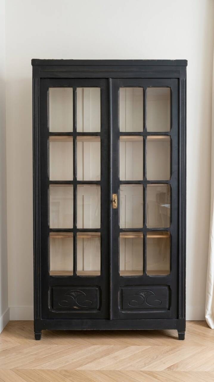 Armoire vitrine ancienne patinée