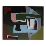 Original abstract painting "Powerful alignment" on canvas 100x81cm.