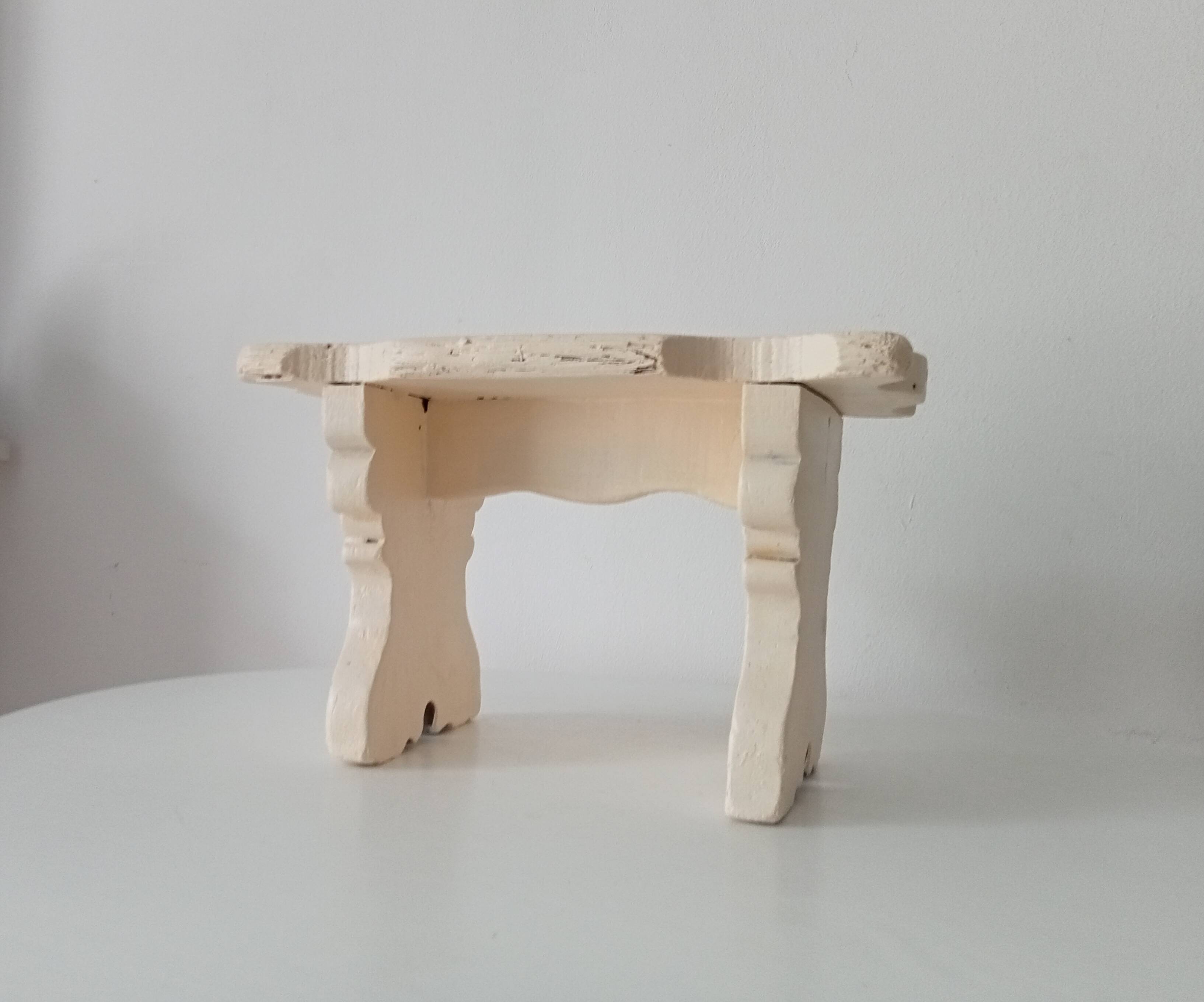 Antique carved solid wood stool