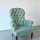 Vintage green coral button back armchair | Belgium