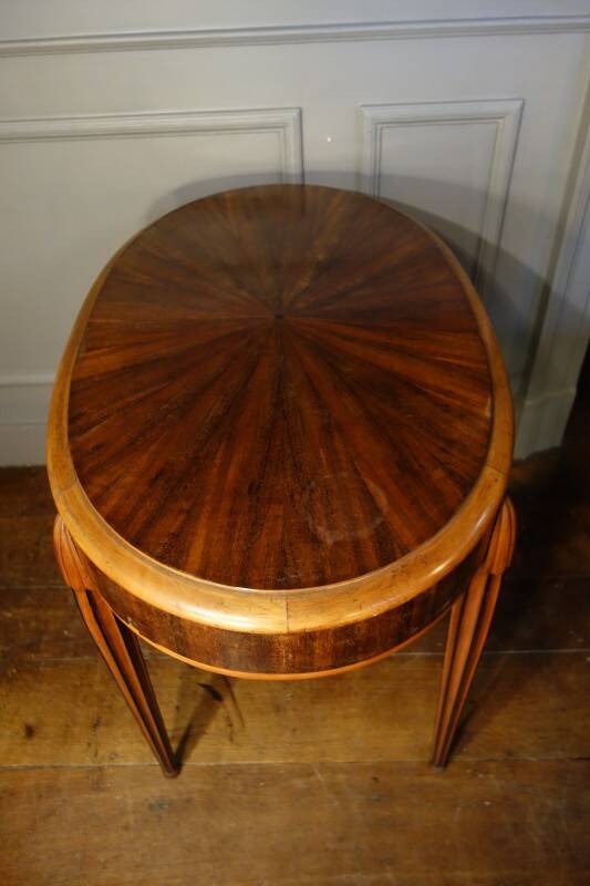 Oval Art Deco side table inlaid with a star, Sue & Mare style, circa