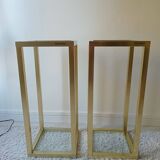 Paire de sellettes consoles dorées vintage 70’s signées Pierre Vandel