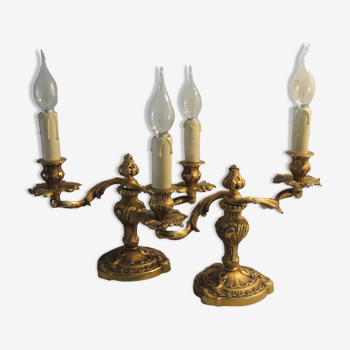 Paire de chandeliers en bronze de style Louis XV 20th