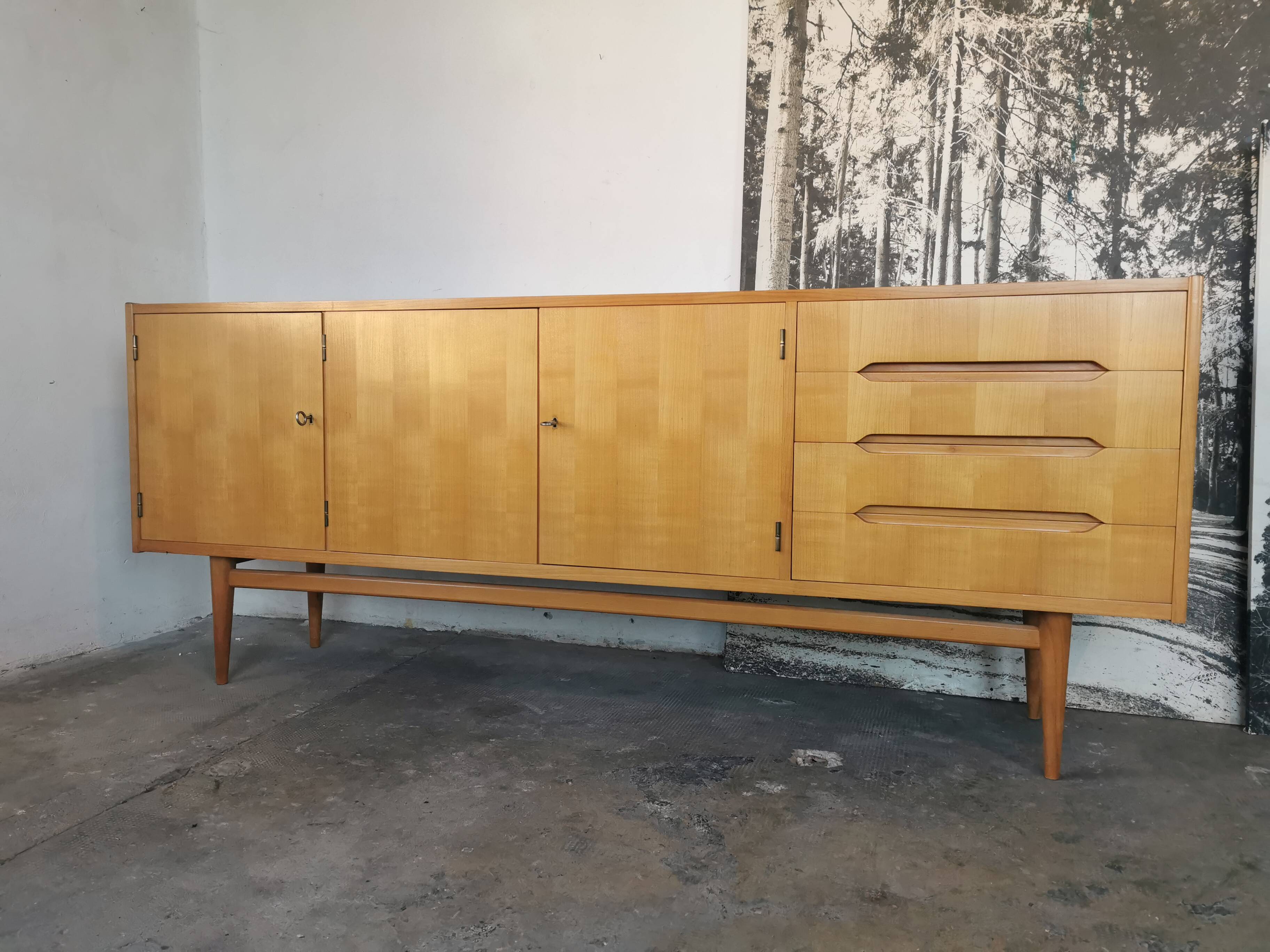Sideboard in blond wood, 1970