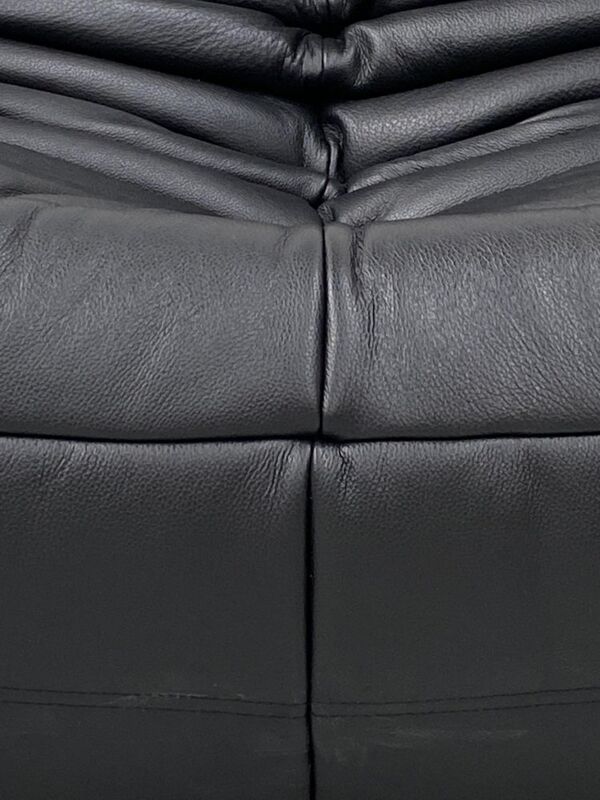 Ensemble de salon français en cuir noir par Michel Ducaroy pour Ligne Roset, ensemble de 3.