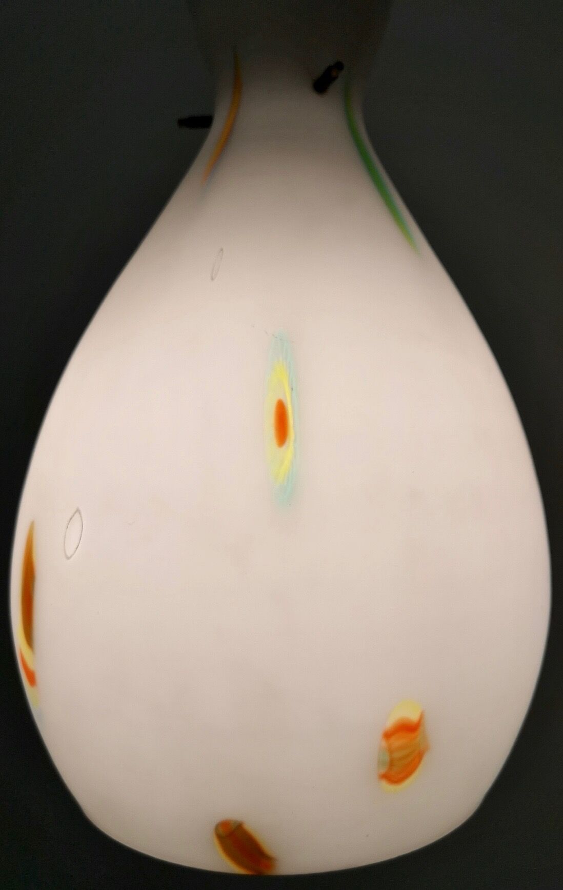 Vintage Encased and Blown Glass Pendant with Orange Murrine, Italy