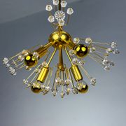 Emil Stejnar Sputnik chandelier for Rupert Nikoll, brass & crystal, Vienna, 1950s