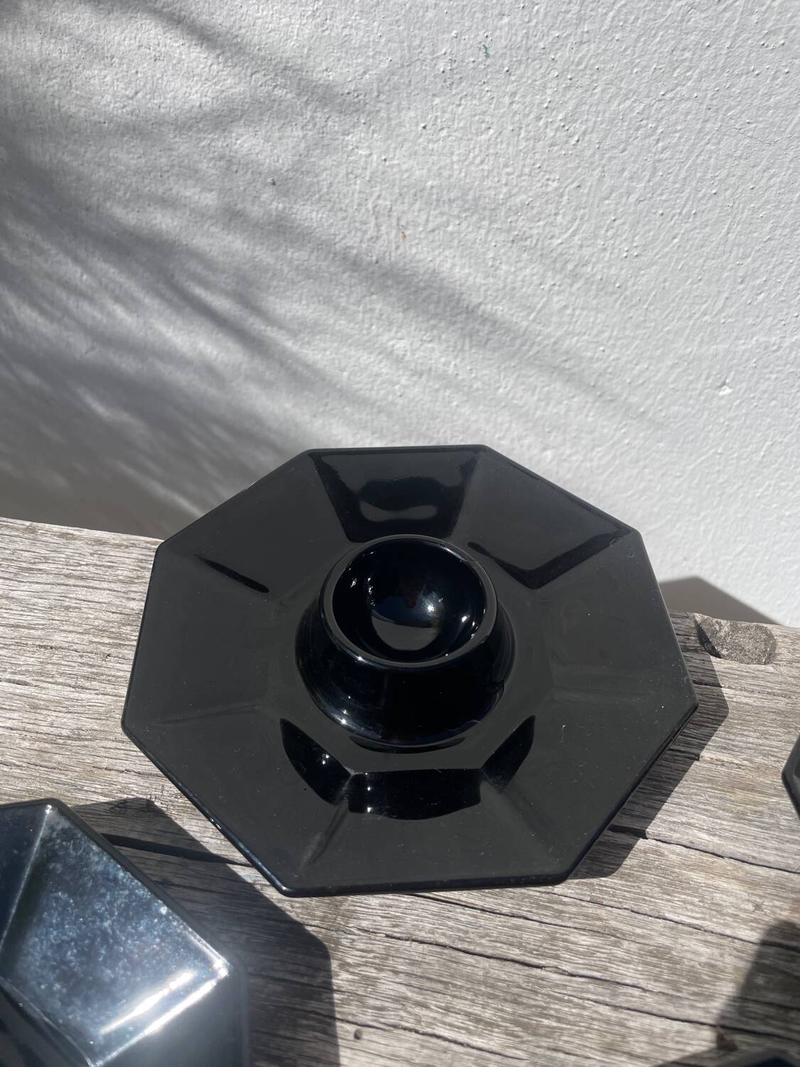 4 black egg cups 1970