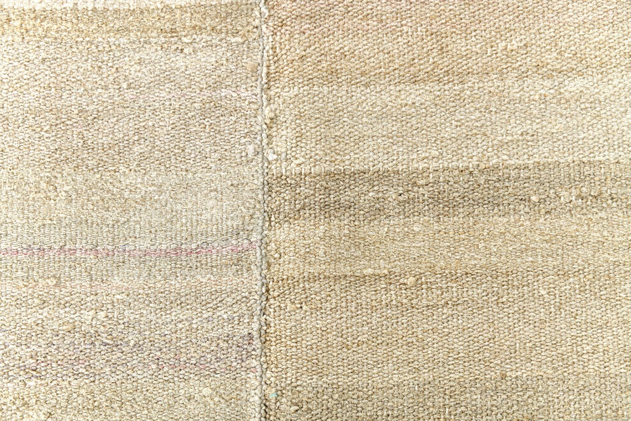 5x8 Beige & Cream Striped Kilim Rug, 160x234Cm