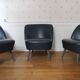 Fauteuil organique années 50/60 cuir noir bleuté