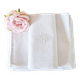 12 antique French linen towels with damask embroidery with "GB" anagrams.