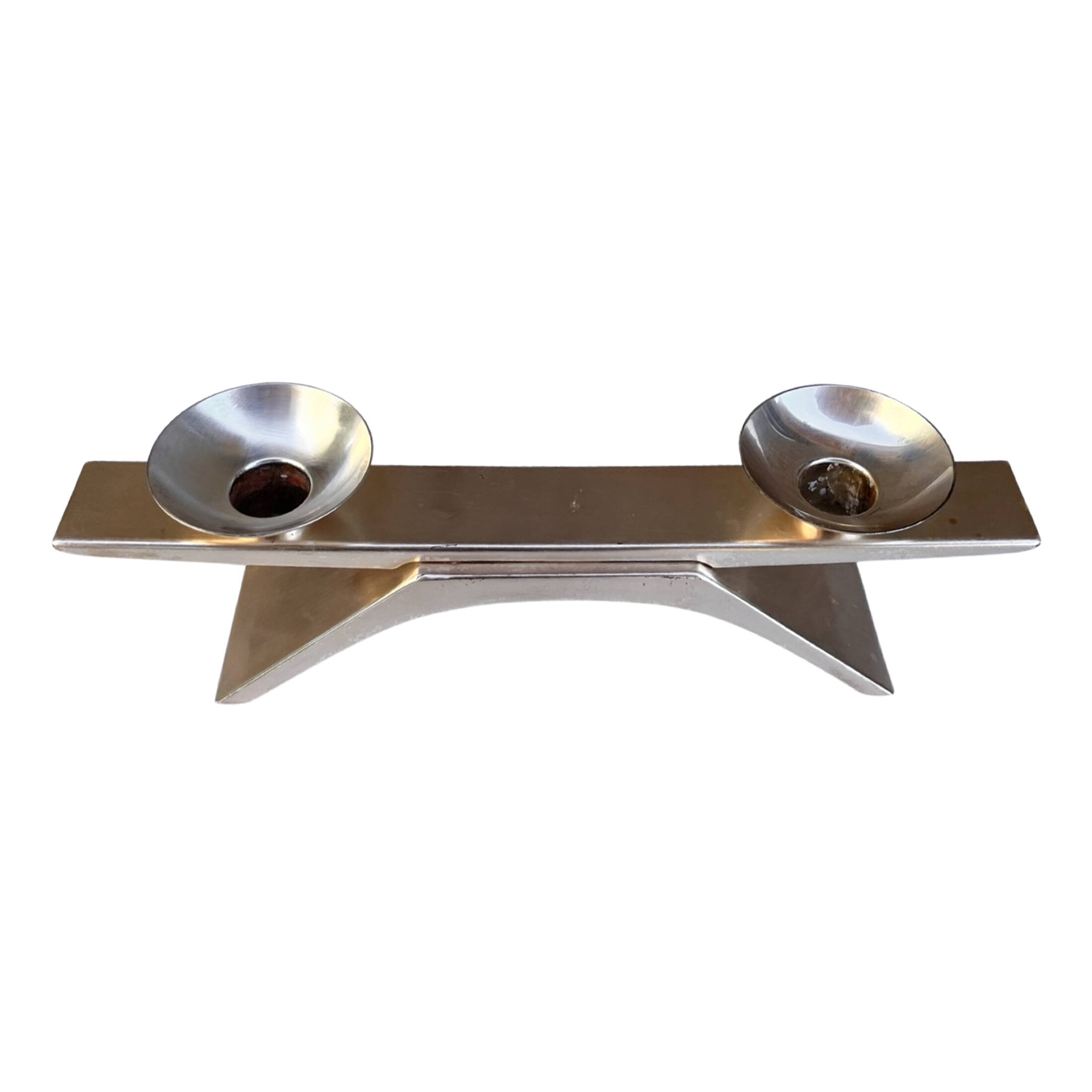 Silver-plated Ikora candlestick designed by K. Radtke WMF 1961