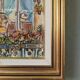 Mid-Century Modern Swedish "Balcony Garden" Vintage Oil Painting, Framed