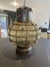 Antique Ankerlift lamp in amber glass and patinated brass