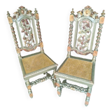 Set of 2 Henri II style fluted chairs, renovated