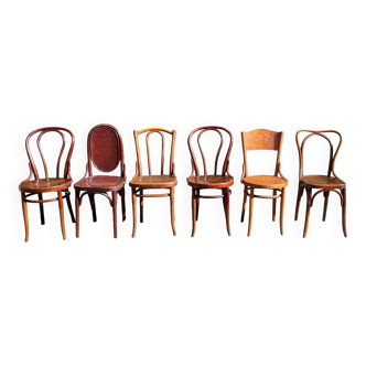 Set of 6 early 20th century bistro chairs