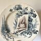 Set of 12 plates Terre de Fer, model Cartels, Creil & Montereau, 1900