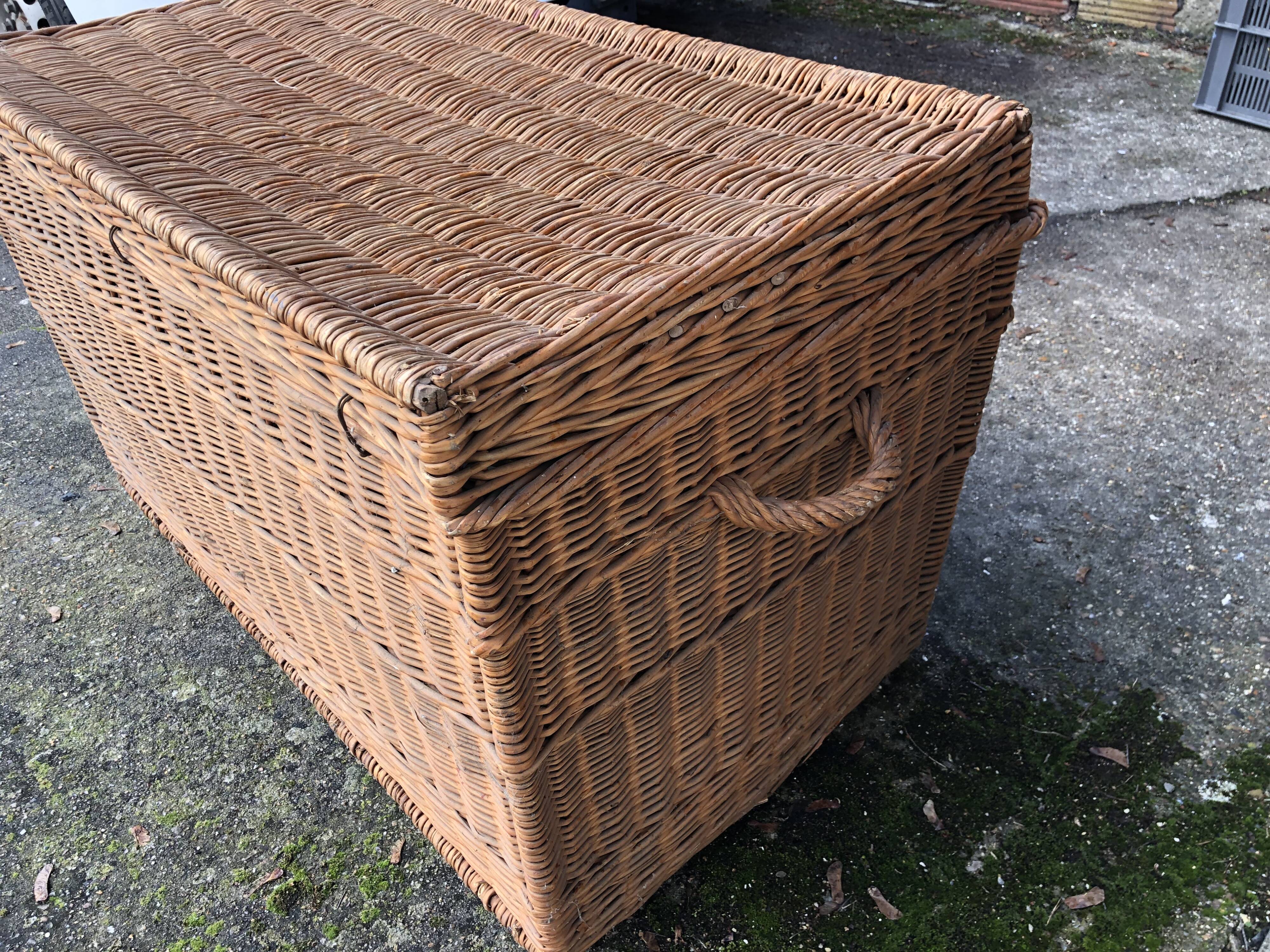Old braided wicker trunk