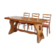 Solid wood dining table, sculpted brutalist base, 1960s.