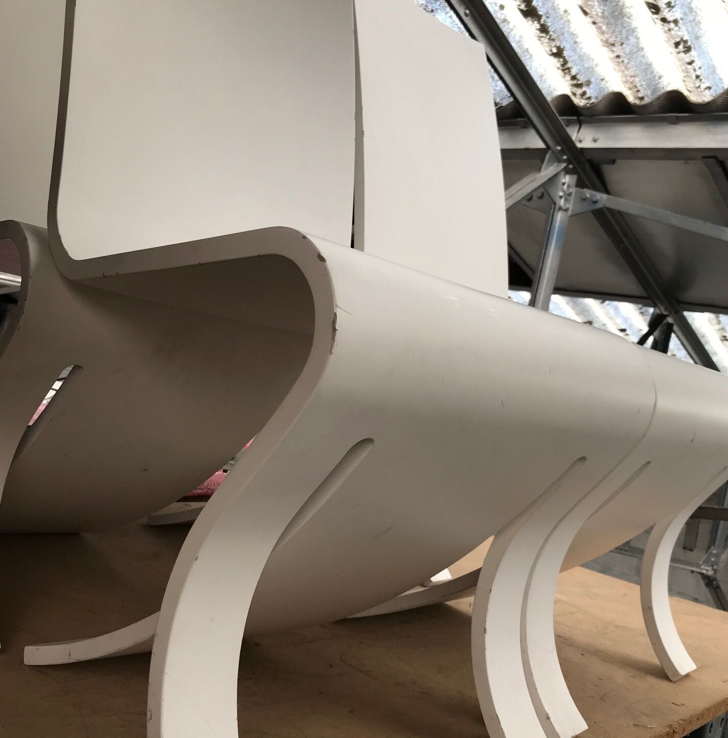 High back white chair