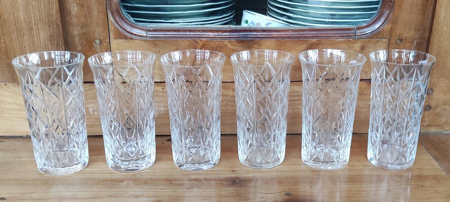 Set of 6 Saint Louis cut crystal glasses