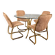 Ensemble de 4 chaises et table vintage années 70 en métal doré design gastone rinaldi
