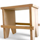 Rustic Spanish Milking Stool, Handcrafted Wood, Original Patina, 1940s