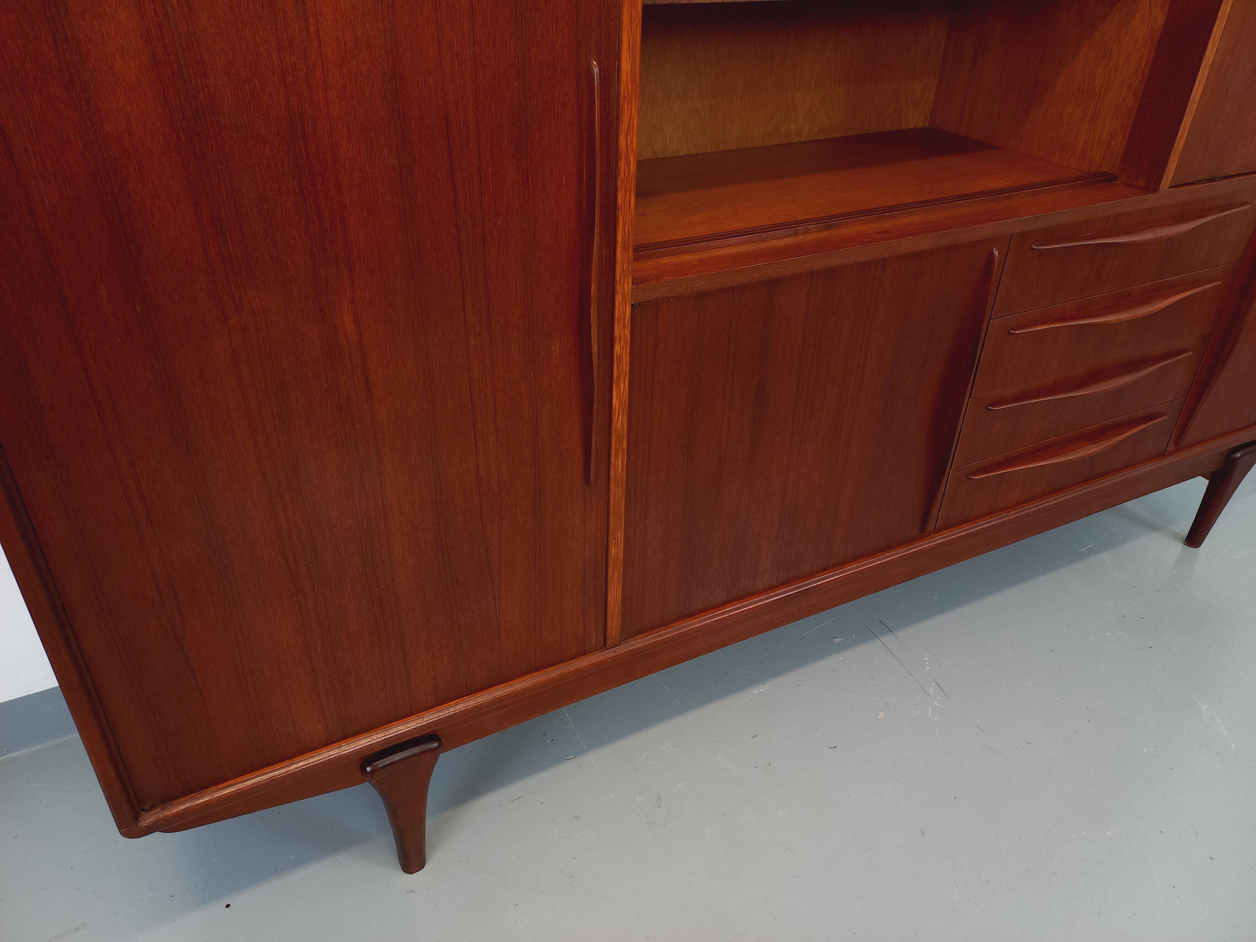 Vintage Scandinavian high sideboard in teak from the 50s and 60s