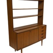 Armoire murale vintage en teck, bibliothèque, bureau, design danois, années 60