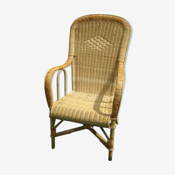 Armchair in rattan and wicker