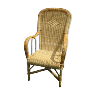 Armchair in rattan and wicker