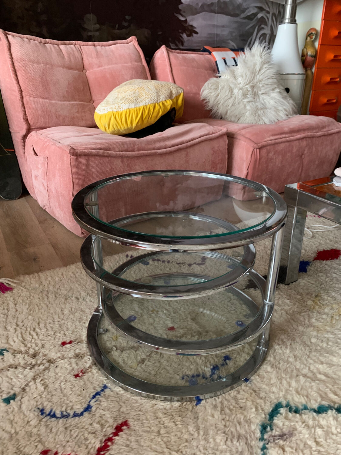 Chrome round coffee table