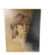 Old oil painting on wood: portrait