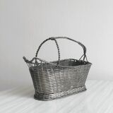 Woven metal wine basket