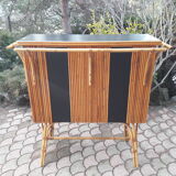 Rattan bar and its 2 stools 60