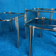 SET OF 3 NESTING TABLES WITH CHROME METAL DOUBLE BASE AND SMOKED GLASS