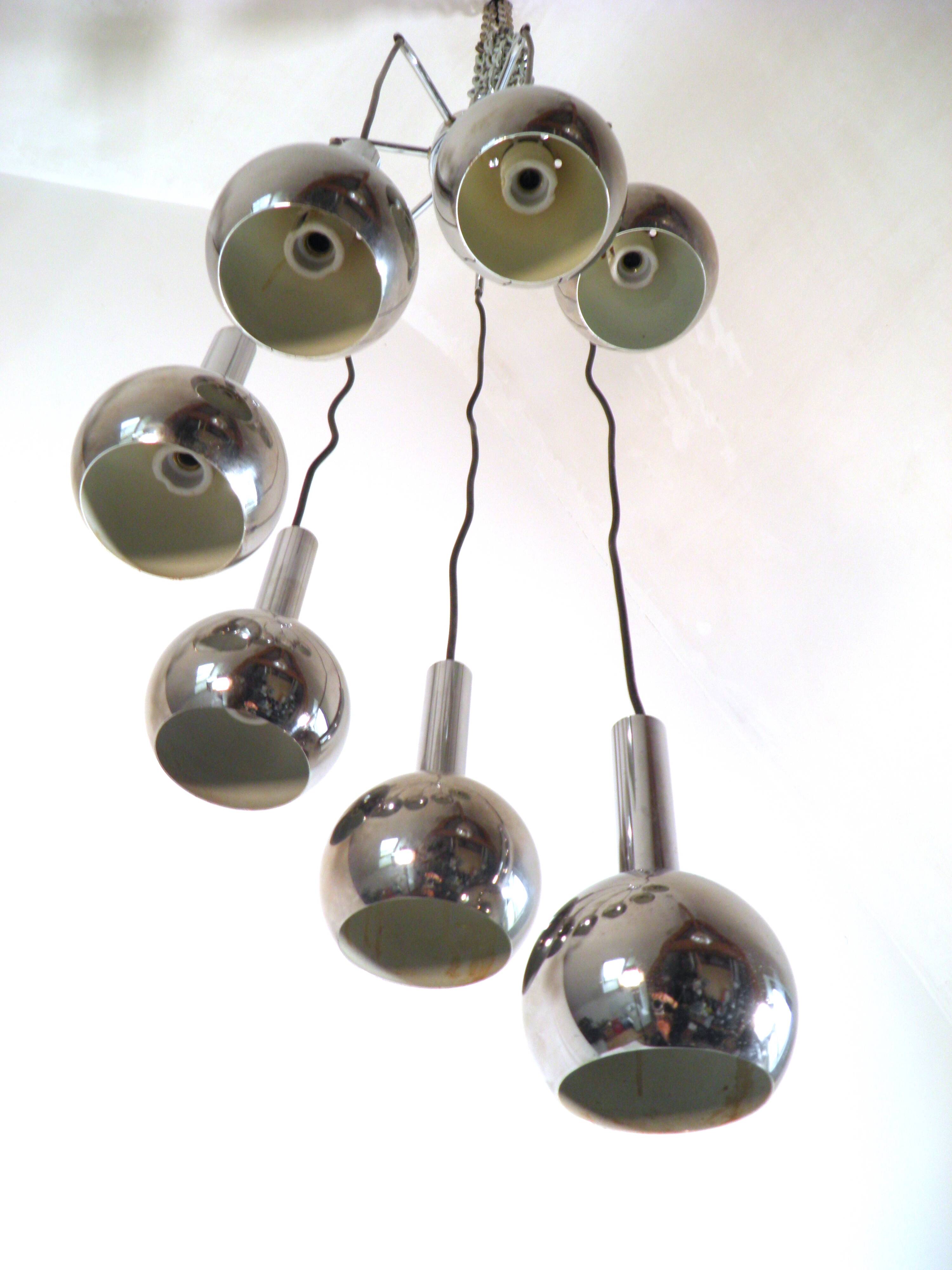 Chrome chandelier Richard Essig 1970