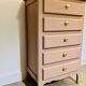 Pink wooden chest of drawers