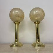Lot de 2 grandes lampes de table globe en verre, années 1970