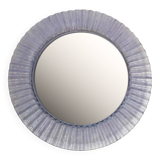 Acrylic Ice Wave Round Wall Mirror Italian 1970s Post-Modern 1980s Bathroom