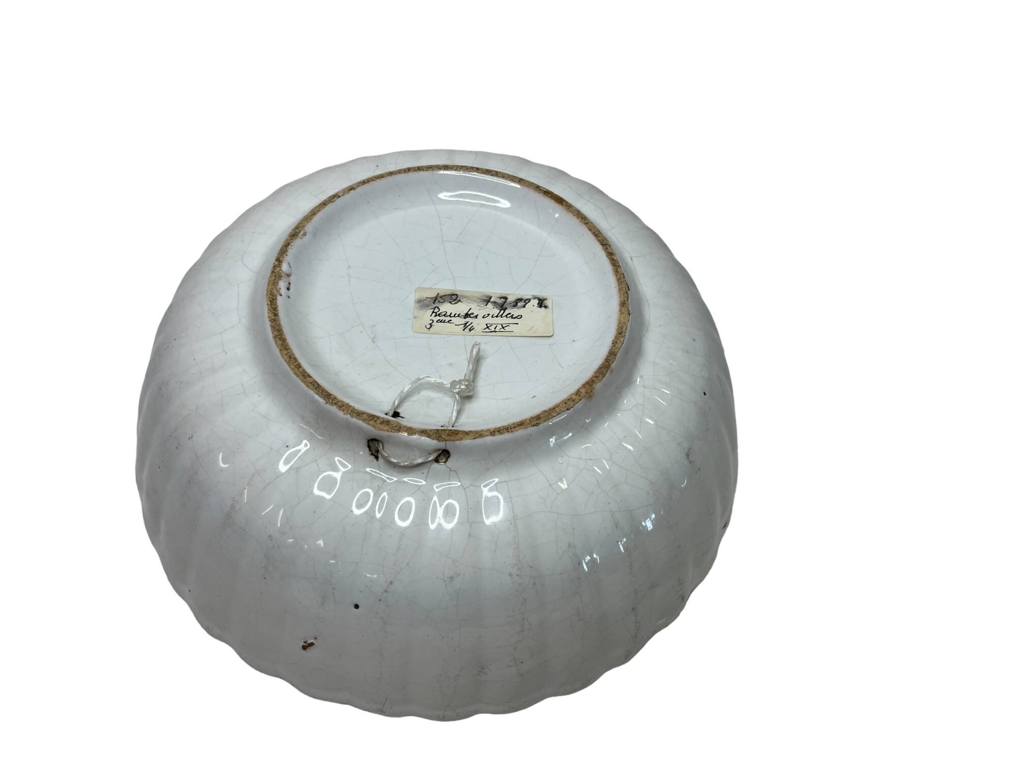 Rambervillers, old earthenware dish with blue decoration, 19th century