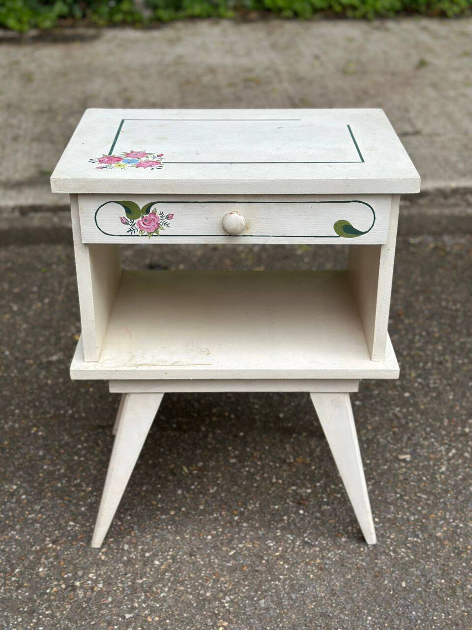 1960s white vintage bedside table