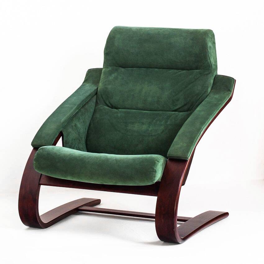 Vintage armchair in Alcantara. Åke Fribyter for Nelo Möbel. Sweden. 1990s.