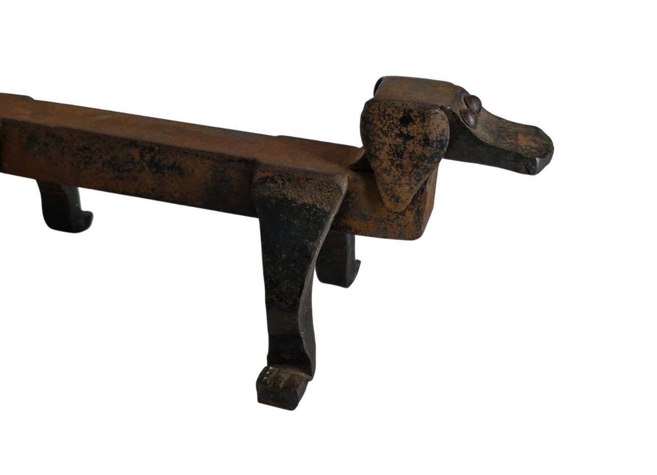 Paire de chenets de cheminée en fer forgé- edouard schenck 1950s