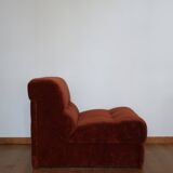 Rusty velvet low chair without arms