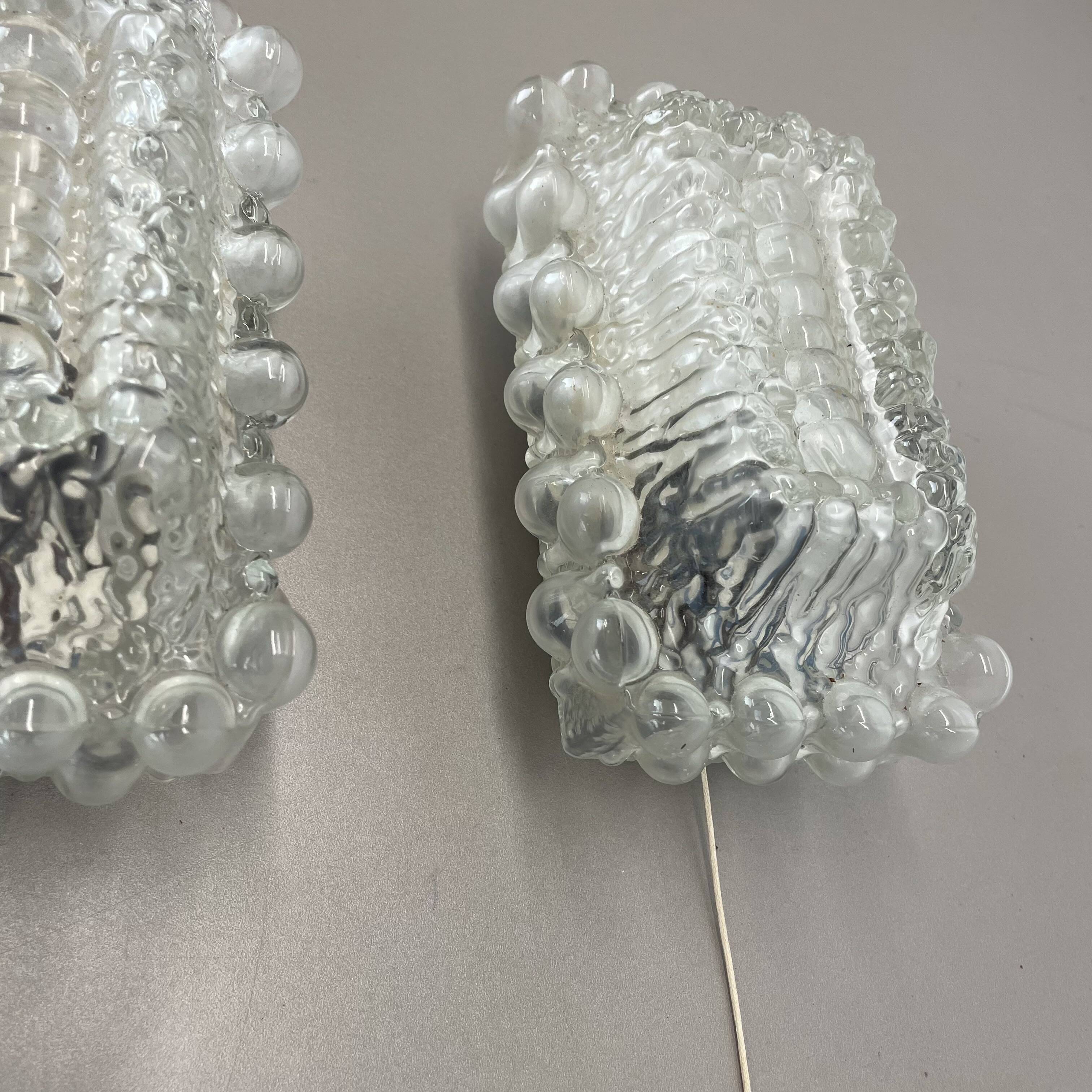 Set of Two "BUBBLE" Tynell Style Glass Wall Light Sconces, Germany, 1970s