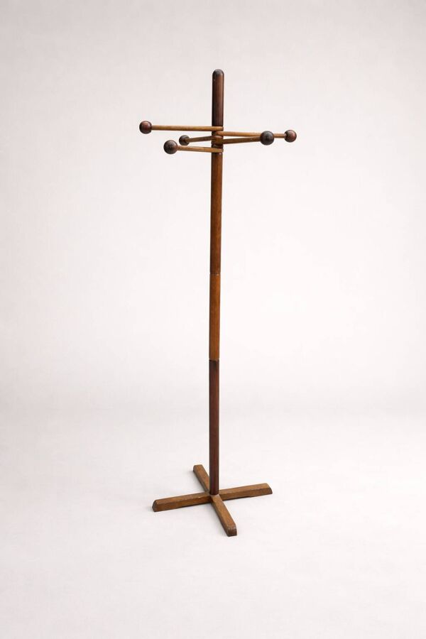 Porte-manteau sculptural en bois – design moderniste années 60