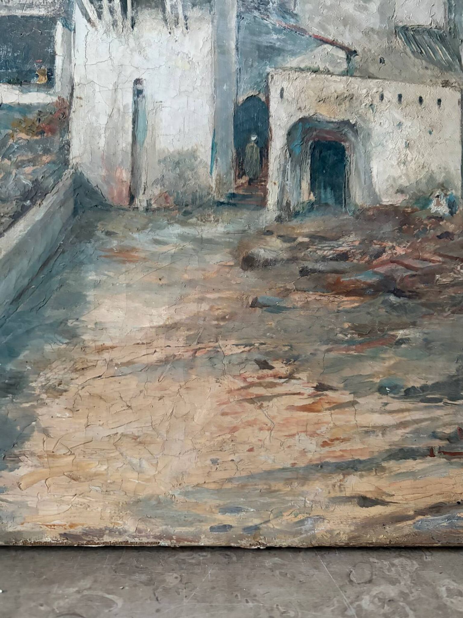 Porte Bab-Azoun, Alger, huile sur toile signé